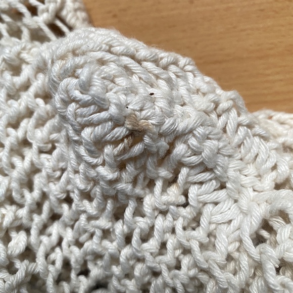 DKNY Beige Mesh 100% Cotton Crochet Tote Bag - Picture 4 of 7